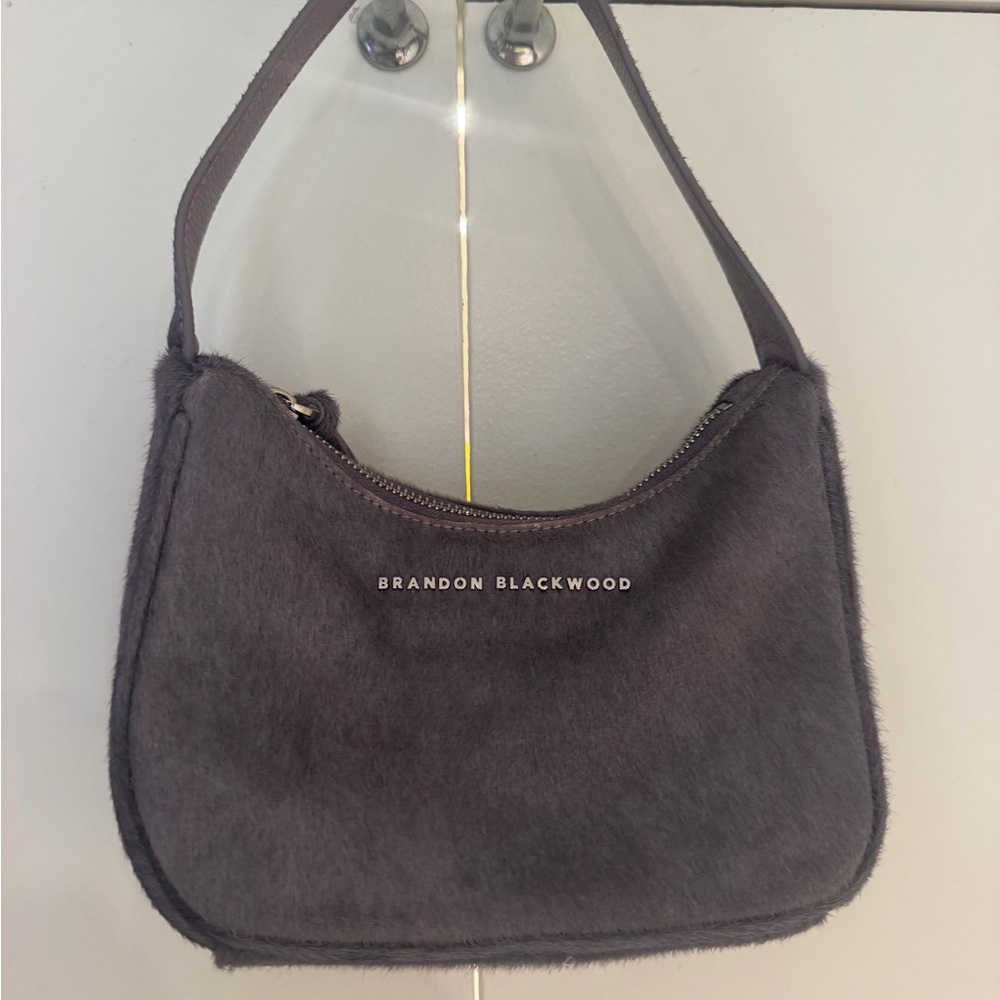 Brandon Blackwood Gray pony hair Mini Shoulder Bag